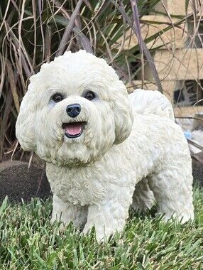 Vintage Danbury Mint Bichon Frise Dog Figurine Resin Statue 8" White Powder Puff